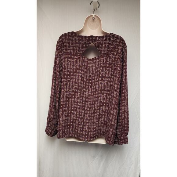 Loft Outlet Medallion Ballet Neckline Long Sleeve Relaxed Fit Blouse Size XL - Picture 5 of 10